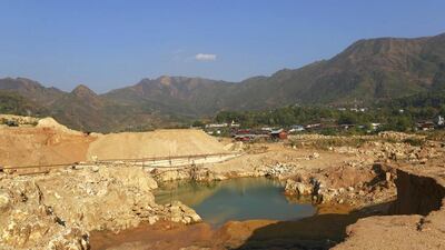An open pit of ruby mine in Mogkok. Residents from Mogok and nearby areas used to do ruby mining for generations until it was restricted due to joint-ventures between the ruling government and its close business associates about 20 years ago. Soe Zeya Tun / Reuters