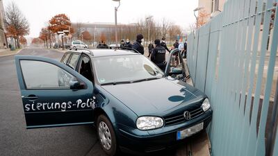 A car crashed into the gate of the office of German Chancellor Angela Merkel in Berlin. Reuters