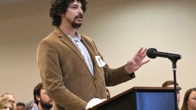 James Cockrum expresses his opposition to the removal of Maus. AP