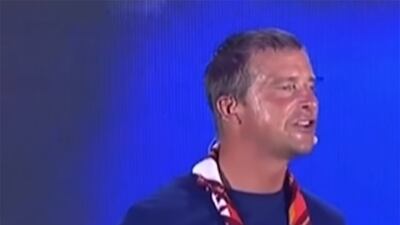 Bear Grylls told scouts at the jamboree in South Korea to 'look after each other'. Photo: Bear Grylls / Instagram