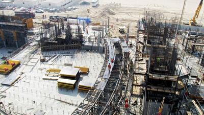 The power sub-station under construction by Dubai-based firm ETA. As works ramp up on the Dh10 billion project, the number of workers on site is expected to increase to 6,000 by 2015. Courtesy Dubai Parks and Resorts
