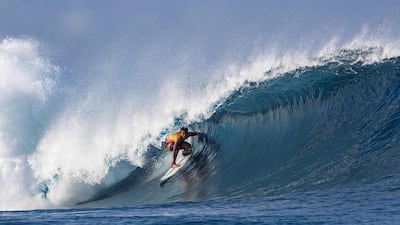 Winner of the trials Tahitian surfer Kauli Vaast competes at the famous break Teahupo'o. AFP