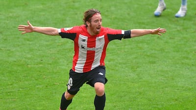 Athletic Bilbao forward Iker Muniain celebrates after giving his side the lead against Atletico. AFP