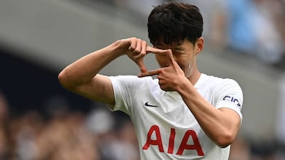 Son Heung-min celebrates his goal.