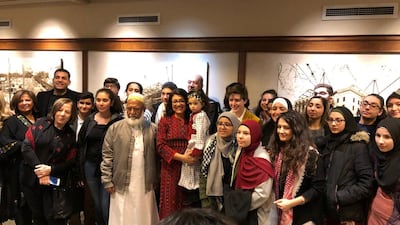 Congresswoman Rashida Tlaib (D-MI), the first Palestinian-American elected to the House, poses with supporters outside her office at the Longworth House Office Building (LHOB), in Washington, D.C., U.S. Reuters