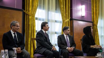 Officials at the meeting between Sheikh Khaled bin Mohamed, Crown Prince of Abu Dhabi, and Edi Rama, Prime Minister of Albania, in Tirana