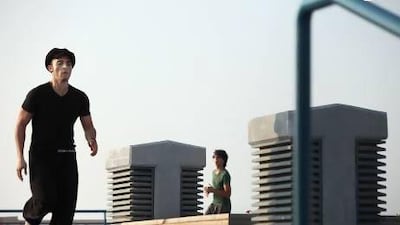 Mohamed Hesham, also known as "Hesham IV", practises his parkour moves near the Corniche. A group of local parkour athletes, also known as traceurs, use urban landscape such as walls and buildings as obstacles for their jumping, climbing, leaping and rolling skills. ( DELORES JOHNSON / The National )