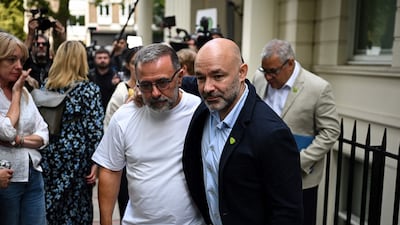 Survivors of the Grenfell Tower fire disaster after the publication of the inquiry, in London, on September 4. AFP