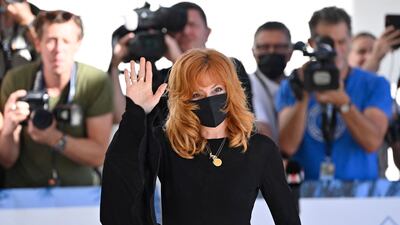 French-Canadian singer Mylene Farmer arrives at the reception. AFP