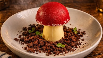 The strawberry forest fraisier is like a scene out of Alice in Wonderland. Photo: Readles by Chef Sperxos