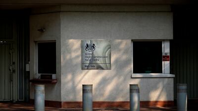 Indian law enforcement agencies removed barricades outside the British High Commission in New Delhi on Wednesday. AP