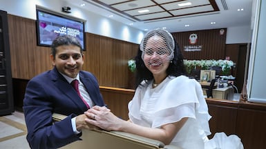 Michael Williams and Rachel Salema were married at Abu Dhabi Civil Family Court. Victor Besa / The National