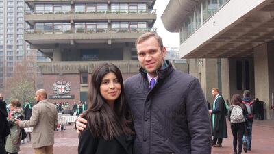 Matthew Hedges pictured with his wife Daniela Tejada in an image handed out to the media. EPA