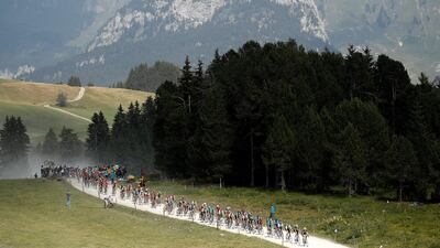 Cyclists in action during the 10th stage of the Tour de France over 158,5km between Annecy and Le Grand-Bornand. Yoan Valat / EPA