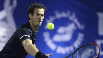 Andy Murray of Great Britain returns the ball to Malek Jaziri of Tunisia during the Dubai Tennis Championships in Dubai, UAE, Tuesday, February 28, 2017. Kamran Jebreili / AP Photo