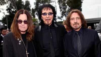 From left, Ozzy Osbourne, Tony Iommi and Geezer Butler. Christopher Polk / Getty Images for NARAS / AFP / May 2014