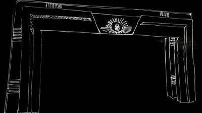 Sketch of gate by Mohamed Attia, the production designer behind Egypt’s Pharaohs Golden Parade. Courtesy Mohamed Attia