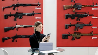 An exhibitor at the Milipol homeland security and safety fair at the Parc des Expositions. Reuters