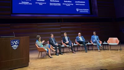 Experts address the issue of AI sovereignty at a forum at Johns Hopkins School of Advanced International Studies in Washington. Cody Combs / The National