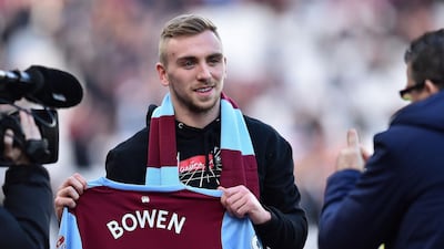 West Ham's new signing English striker Jarrod Bowen is unveiled to fans at The London Stadium. AFP