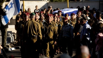 Israeli soldiers carry the coffin of a sergeant killed in fighting in Lebanon. Getty Images