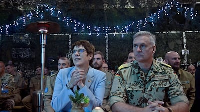 The remarks by German navy chief Kay-Achim Schoenbach, right, came at a sensitive time amid a build of Russian troops on the Ukrainian border. AFP