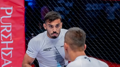 Fahad Al Hammadi won gold in the IMMAF Youth World Championships at the Mubadala Arena on Friday. Photo: UAEMMAF
