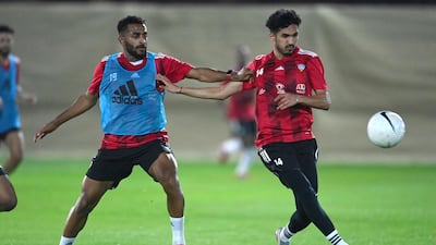 UAE football team training in Dubai ahead of upcoming 2022 World Cup qualifiers. Courtesy UAE FA