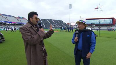 Ranveer Singh at the Old Trafford, Manchester donning a new personality as a sports presenter on Star Sports network. Courtesy Star Sports