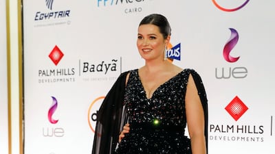 Egyptian actress Yosra El Lozy poses during the opening ceremony of the 42nd Cairo International Film Festival. Reuters