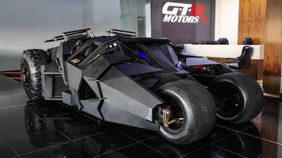 The specifications of the original Batman Tumbler included an acceleration of 0 to 100kph in 5.6 seconds and four 44-inch ‘Super Swamper’ tyres in the rear and two superior grip 18.5-inch Hoosier dirt tyres on the front. Courtesy GTR Motors