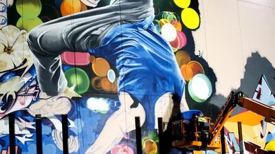 The graffiti wall at O1NE Yas Island. Courtesy O1NE