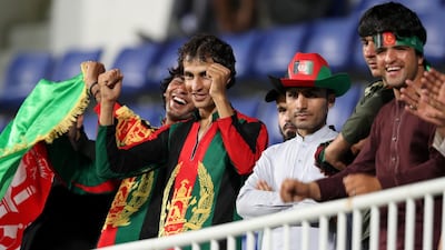 Fans celebrate during the game between Balkh Legends and Paktia Panthers in the Afghanistan Premier League. Chris Whiteoak / The National