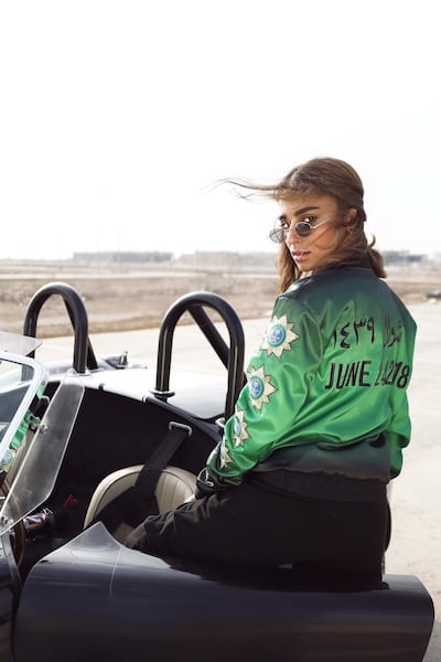 The embroidered jacket by Saudi label Hindamme, celebrating women being allowed to drive in the kingdom. Courtesy Hindamme