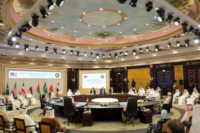 US Secretary of State Marco Rubio at a meeting with Gulf foreign ministers in Manama on Thursday. AFP