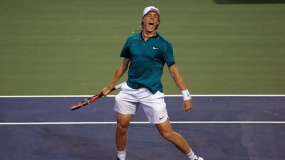Denis Shapovalov of Canada celebrates his victory over Nick Kyrgios of Australia during Day 1 of the Toronto Masters at the Aviva Centre on July 25, 2016 in Toronto, Ontario, Canada. Vaughn Ridley / Getty Images / AFP
