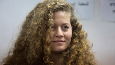 Palestinian protest icon Ahed Tamimi is in a courtroom at the Ofer military prison near Jerusalem on February 13, 2018. Ariel Schalit / AP