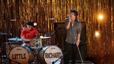 Bruno Mars, right, and Anderson .Paak, left, perform during the 63rd Annual Grammy Awards, broadcast live from the Staples Center in Los Angeles. AFP