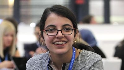 Nujeen Mustafa poses at the Frankfurt Book Fair in Frankfurt am Main, Germany, on October 20, 2016. Daniel Roland/AFP