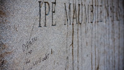 Georgia's Guidestones were often subjected to graffiti. Photo: Kevin Troutman