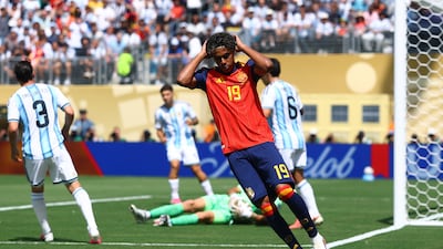 Spain's Lamine Yamal after missing an early chance. Reuters