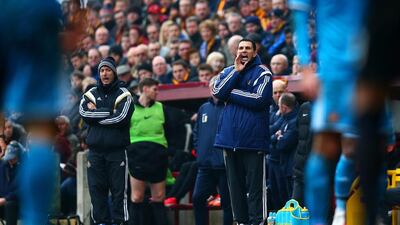 Gus Poyet’s discussions on Sunderland’s woes never include himself. Fans are still showing up – their attendance is sixth best in the Premier League. Clive Brunskill / Getty Images