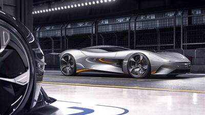 Jaguar's virtual Vision GT Coupe in its simulated environment. Courtesy Jaguar