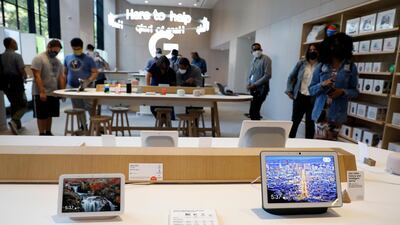 Shoppers are seen inside the Google retail store. EPA