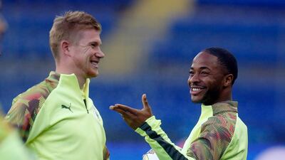 Manchester City's Raheem Sterling, right, and Kevin De Bruyne. AP