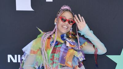 Sho Madjozi arrives at the BET Awards on June 23, 2019, in Los Angeles. AP