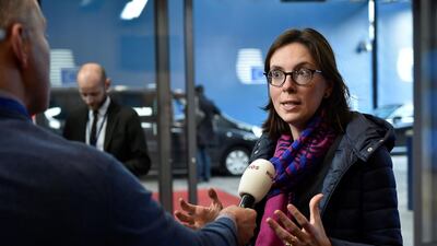 French Minister for European Affairs Amelie de Montchalin speaks to the press during a General Affairs Council meeting at the EU headquarters in Brussels on February 17, 2020. AFP