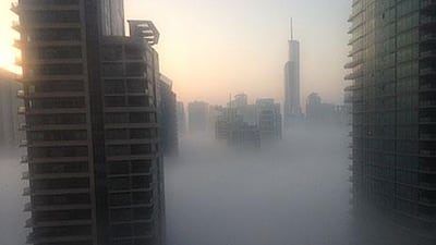 Fog over Dubai Marina this morning.