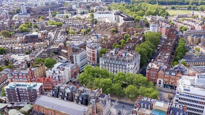 An aerial view of Sloane Square in London. London recorded the lowest annual growth for the fourth month in a row with prices rising just 3.7%. Getty Images