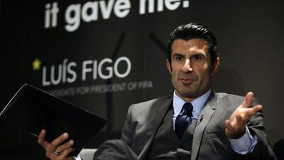 Luis Figo was in the running to become the next Fifa president but has conceded he is unlikely to win against Sepp Blatter. Matt Dunham / AP Photo